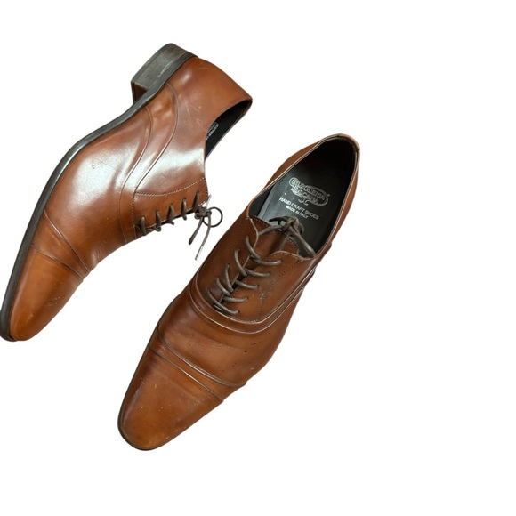 Calzoleria Toscana Mens Italian Cap Toe Oxfords Mahogany Size 46 US 13 - Picture 13 of 15